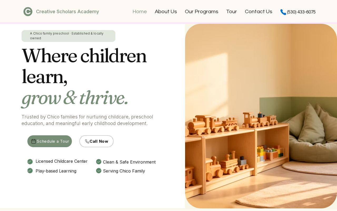 Chico's Creative Scholars — live client website by Novacore Digital