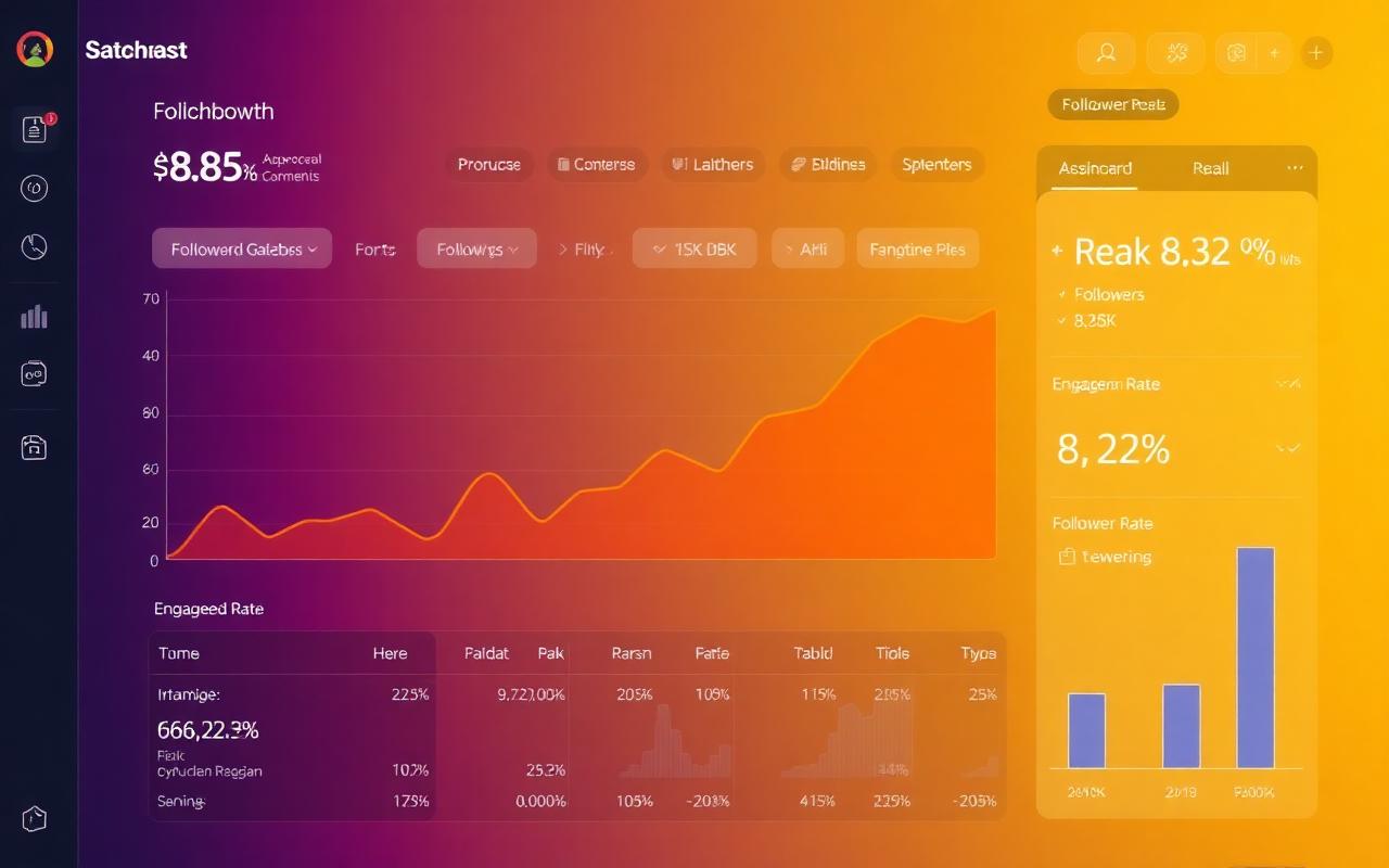 Social media analytics dashboard showing client follower and engagement growth